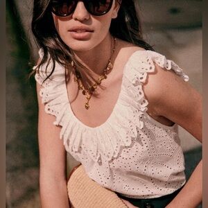 Sézane Rosa Eyelet Top Blouse In Ecru White Size Small